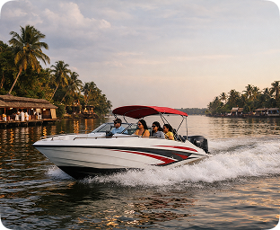 Speed boat on backwaters
